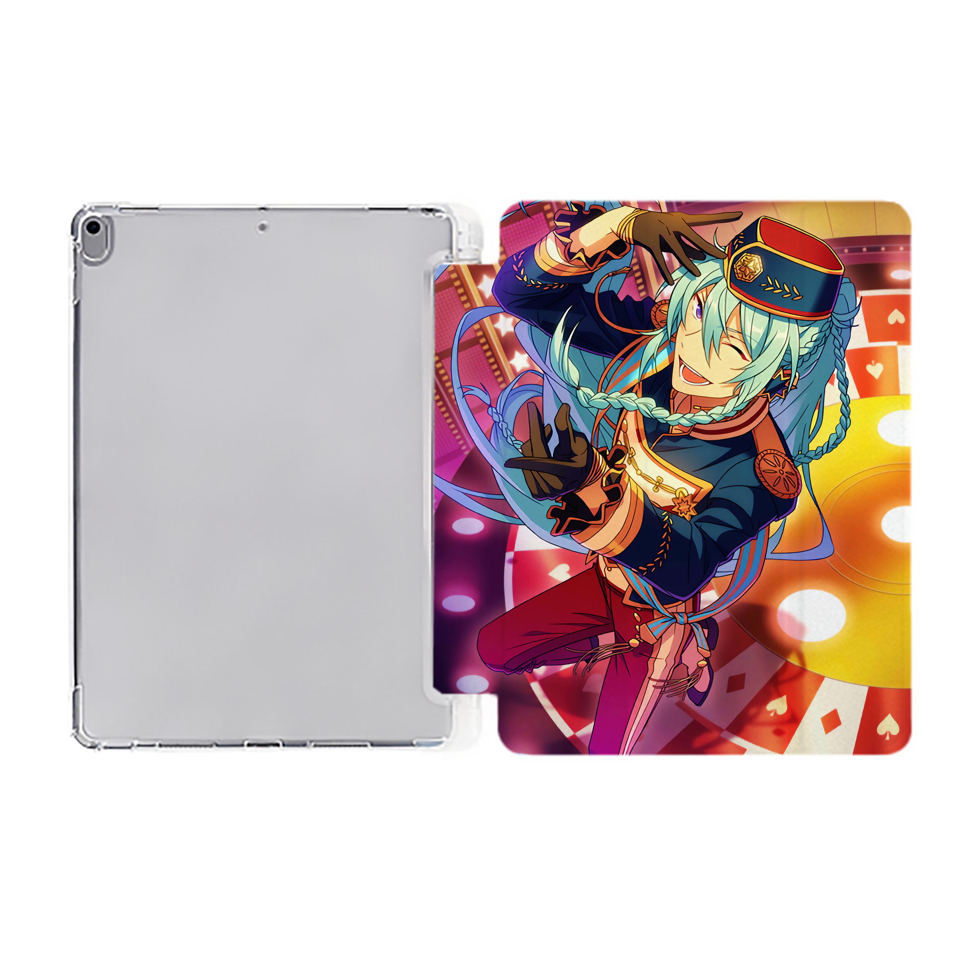 （画像用） あんさんぶるスターズ! Ensemble Stars IPad ケース ペン収納付き 三つ折りスタンド PUレザー×シリコン 対応機種9.5/10.5/10.9インチ